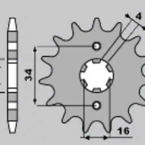Akční Cena PBR řetězové kolečko přední 263 16 18NC YAMAHA DT/TZR/SR/RD 125 (řetěz 428) (MADE IN ITALY)